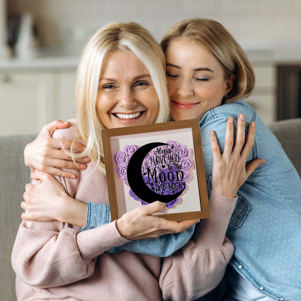 Custom Flower Shadow Box Personalized Moon Flower Shadowbox Frame Mother's Day Gift - CustomPhotoWallet