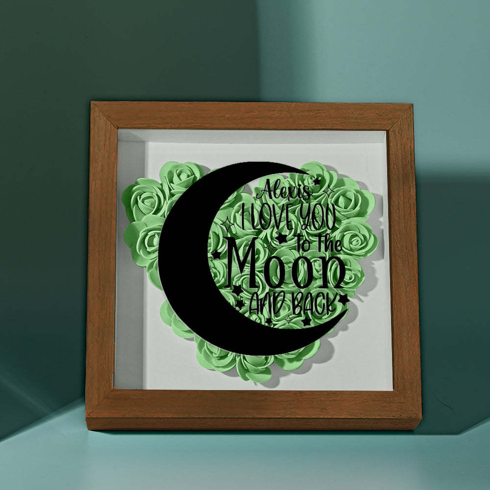 Custom Flower Shadow Box Personalized Moon Flower Shadowbox Frame Mother's Day Gift - CustomPhotoWallet