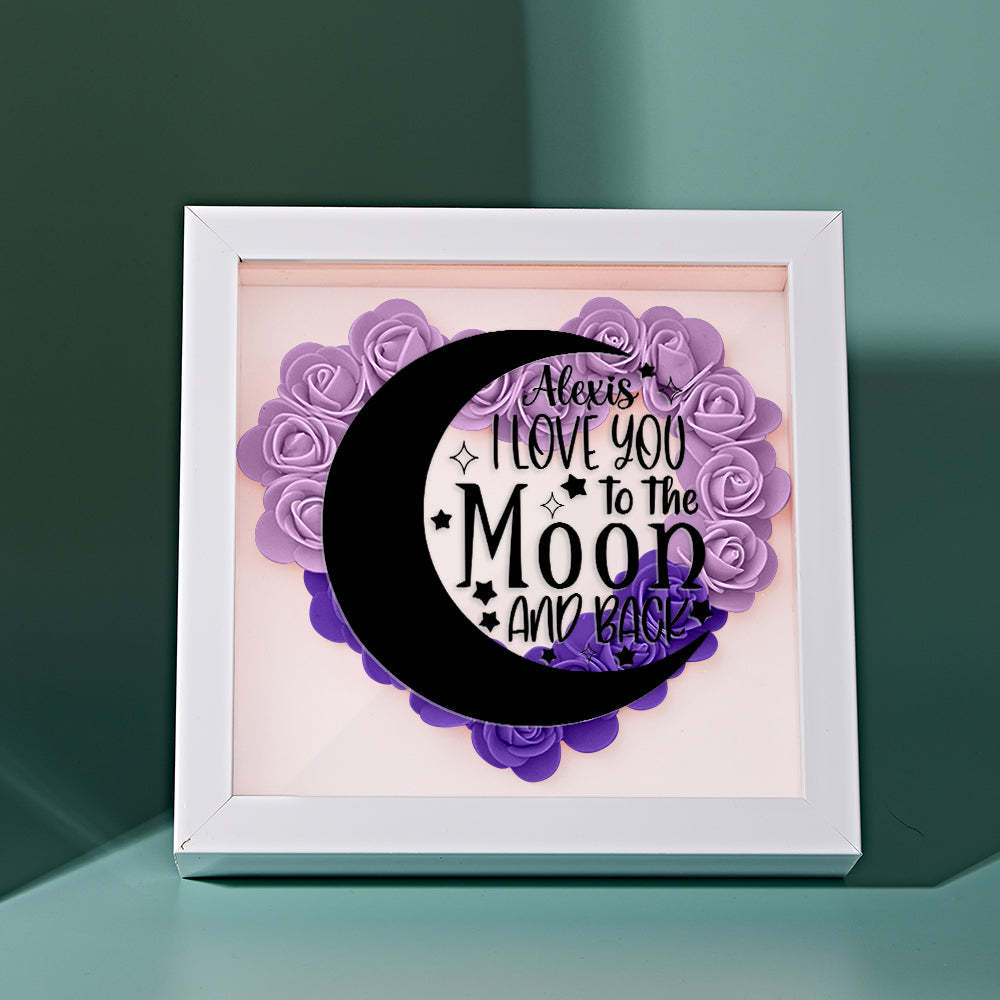 Custom Flower Shadow Box Personalized Moon Flower Shadowbox Frame Mother's Day Gift - CustomPhotoWallet