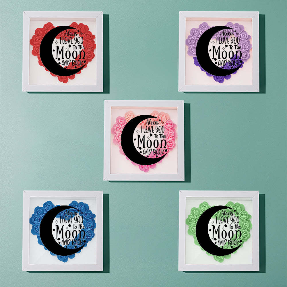 Custom Flower Shadow Box Personalized Moon Flower Shadowbox Frame Mother's Day Gift - CustomPhotoWallet