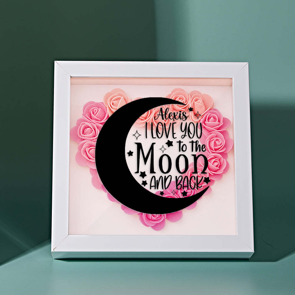 Custom Flower Shadow Box Personalized Moon Flower Shadowbox Frame Mother's Day Gift - CustomPhotoWallet