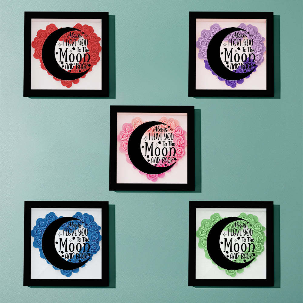 Custom Flower Shadow Box Personalized Moon Flower Shadowbox Frame Mother's Day Gift - CustomPhotoWallet