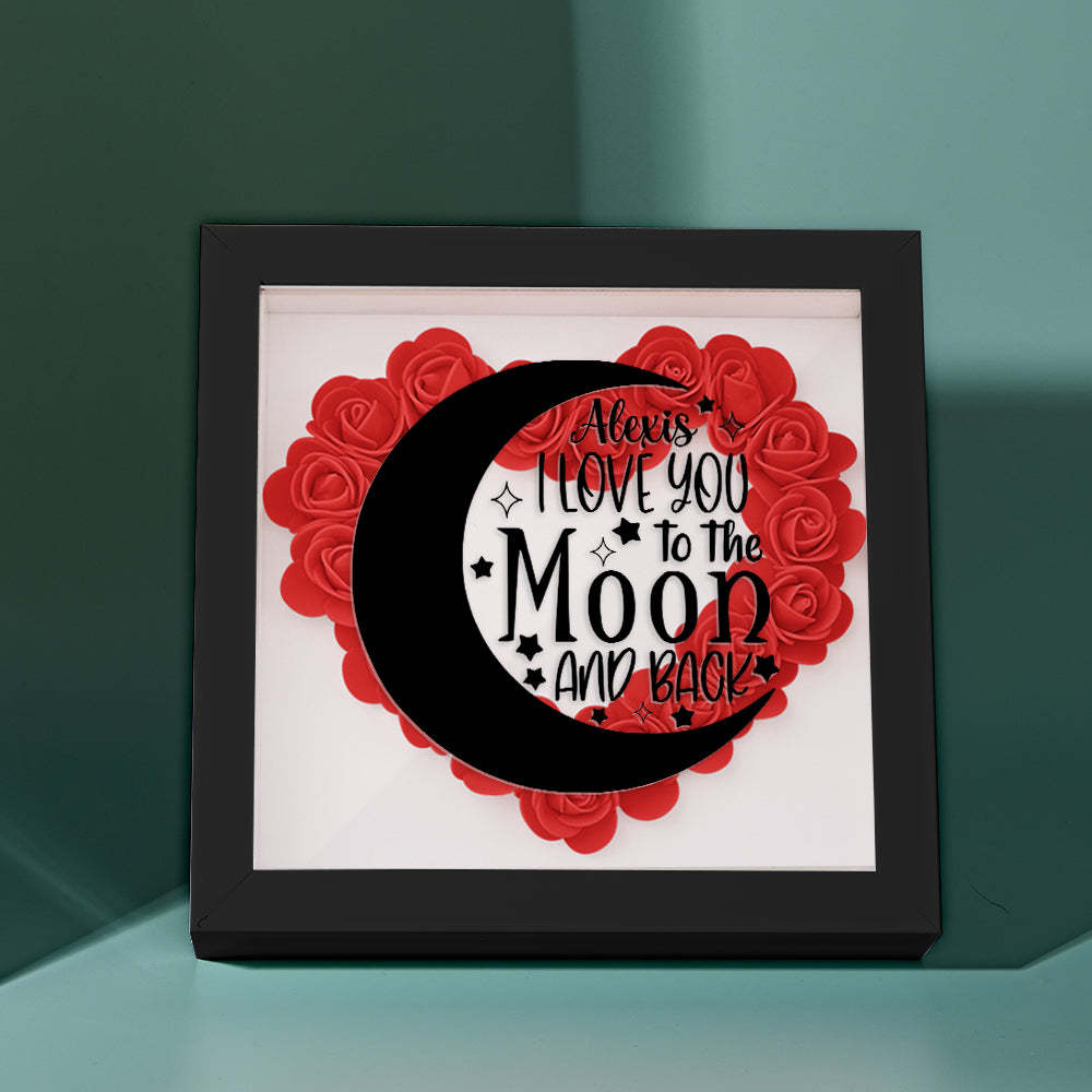 Custom Flower Shadow Box Personalized Moon Flower Shadowbox Frame Mother's Day Gift - CustomPhotoWallet