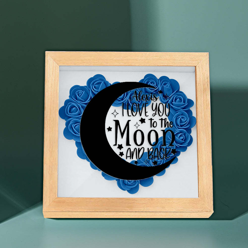 Custom Flower Shadow Box Personalized Moon Flower Shadowbox Frame Mother's Day Gift - CustomPhotoWallet
