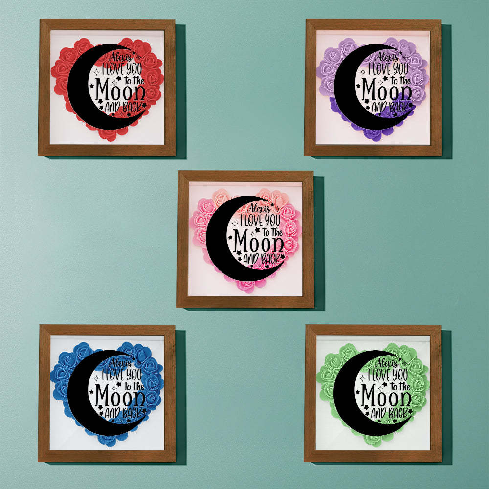 Custom Flower Shadow Box Personalized Moon Flower Shadowbox Frame Mother's Day Gift - CustomPhotoWallet