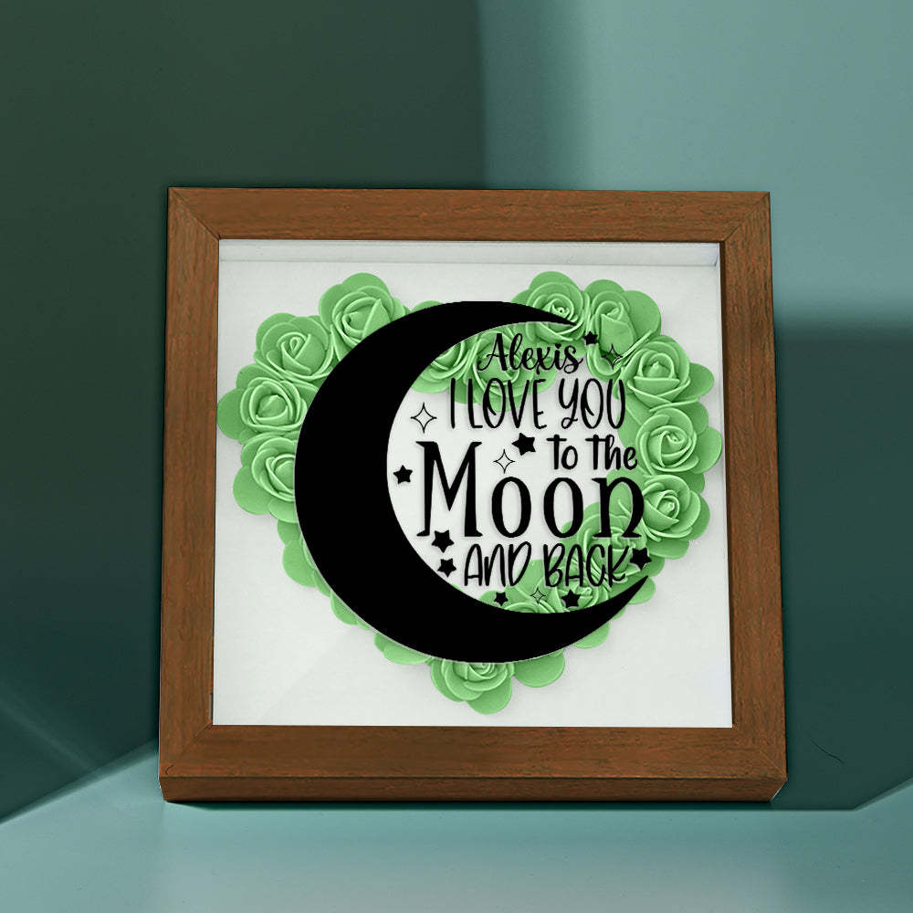 Custom Flower Shadow Box Personalized Moon Flower Shadowbox Frame Mother's Day Gift - CustomPhotoWallet