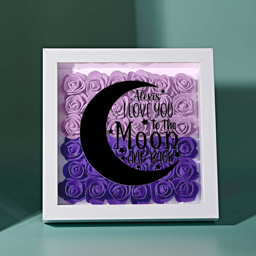 Custom Flower Shadow Box Personalized Moon Flower Shadowbox Frame Mother's Day Gift - CustomPhotoWallet
