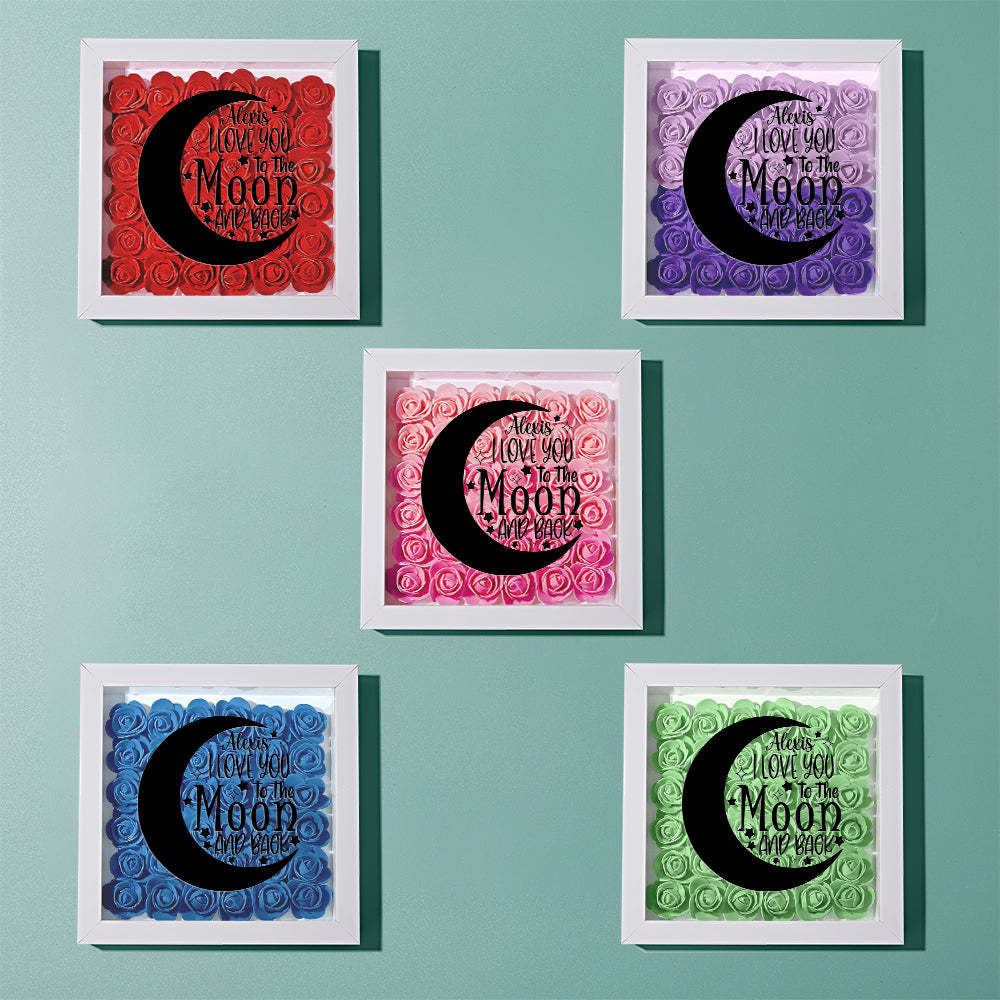 Custom Flower Shadow Box Personalized Moon Flower Shadowbox Frame Mother's Day Gift - CustomPhotoWallet