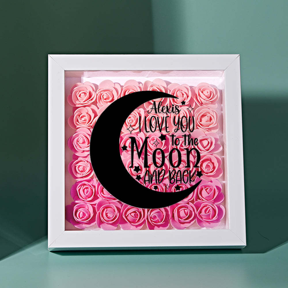 Custom Flower Shadow Box Personalized Moon Flower Shadowbox Frame Mother's Day Gift - CustomPhotoWallet