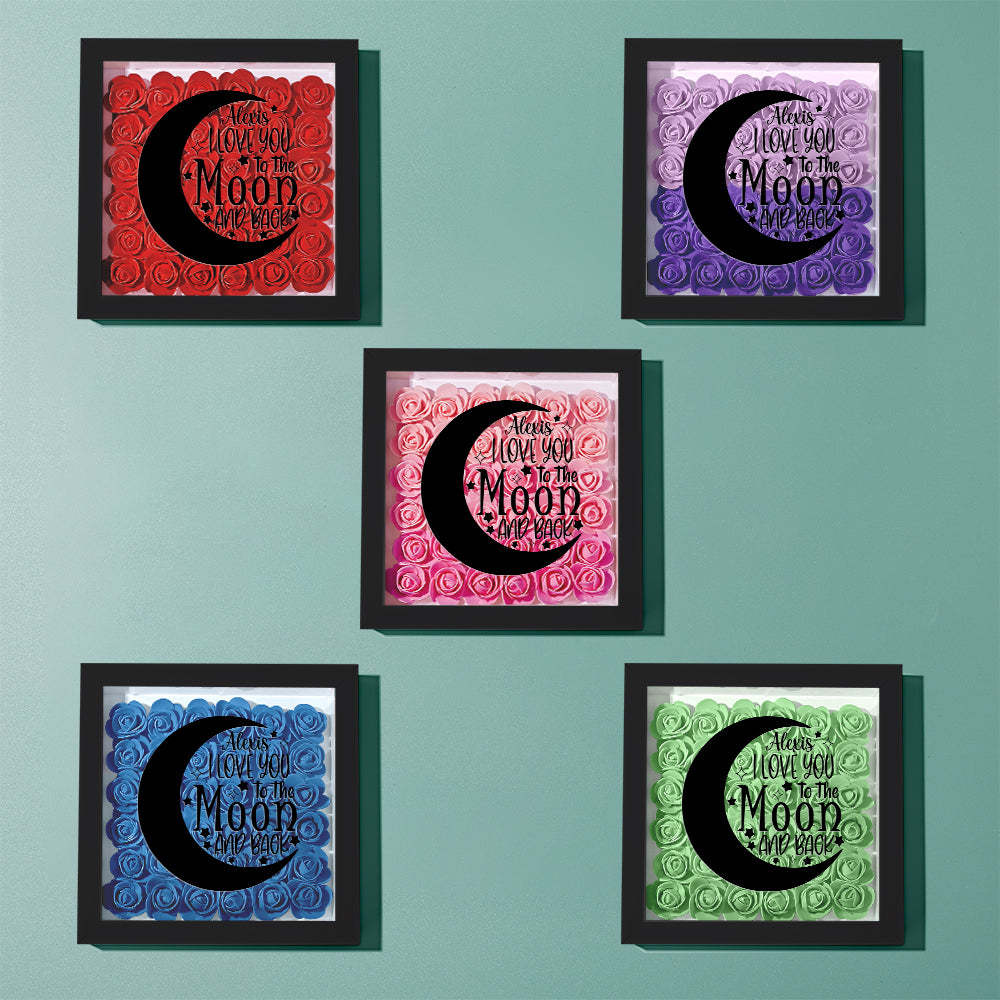 Custom Flower Shadow Box Personalized Moon Flower Shadowbox Frame Mother's Day Gift - CustomPhotoWallet