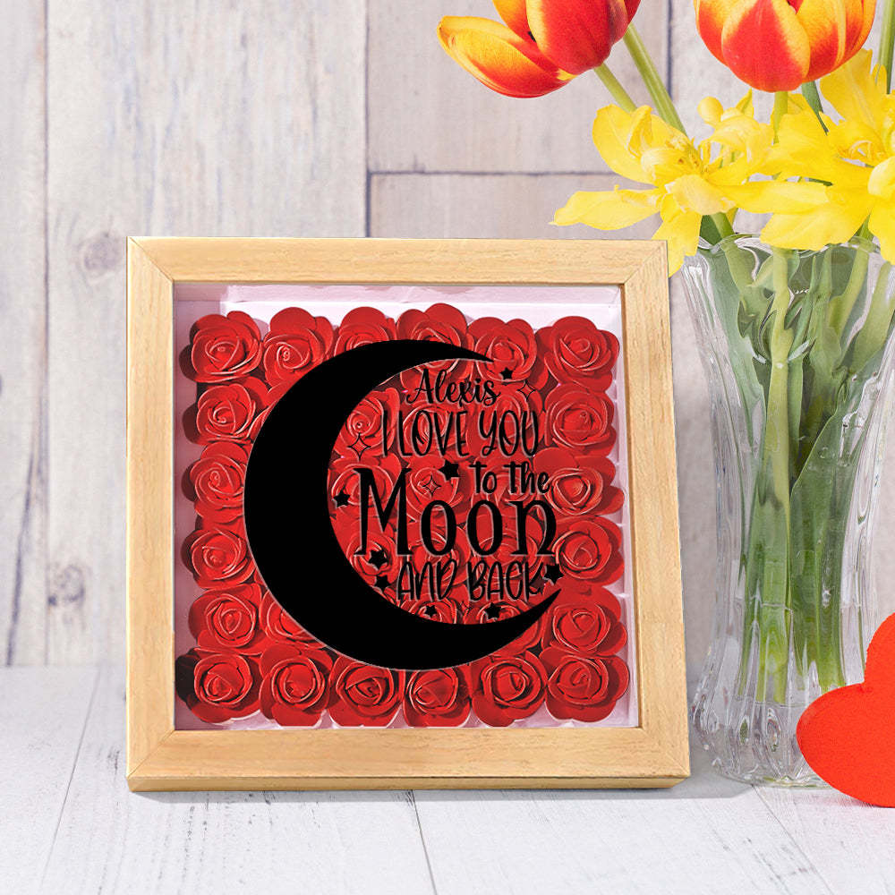 Custom Flower Shadow Box Personalized Moon Flower Shadowbox Frame Mother's Day Gift - CustomPhotoWallet