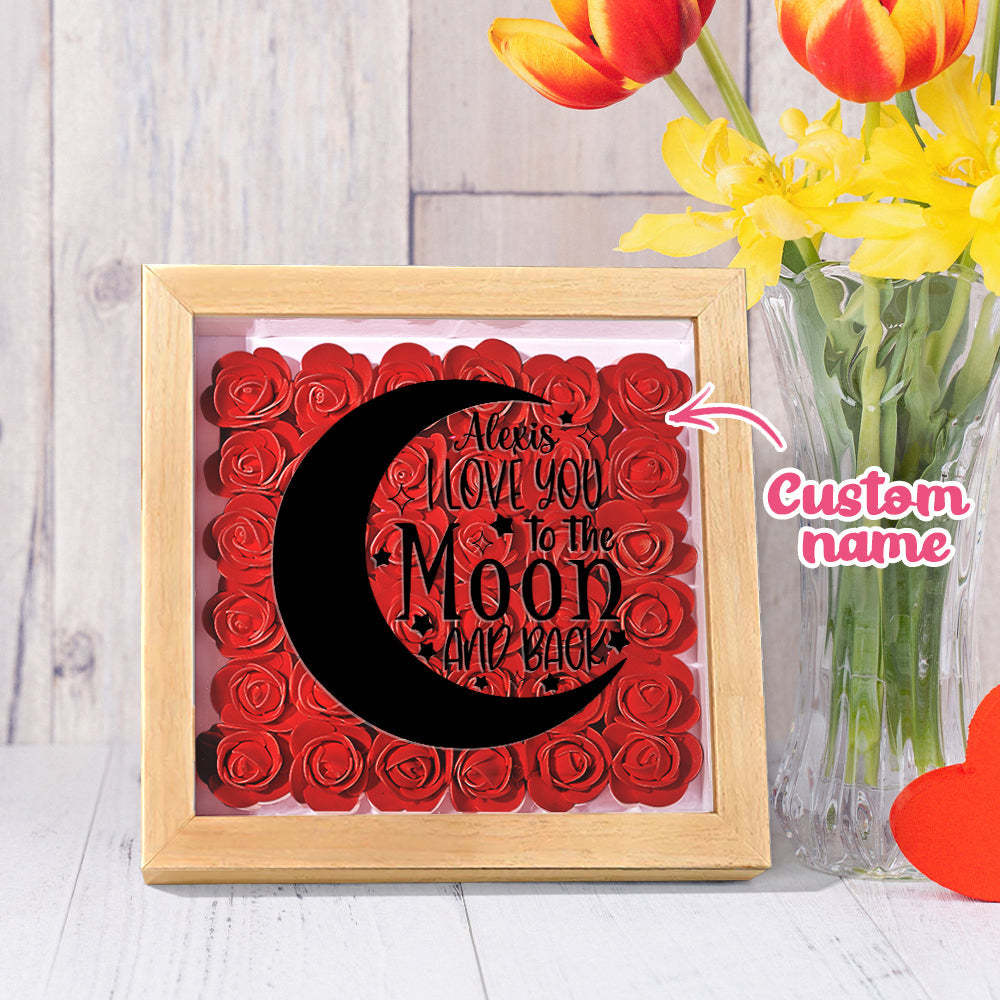 Custom Flower Shadow Box Personalized Moon Flower Shadowbox Frame Mother's Day Gift - CustomPhotoWallet