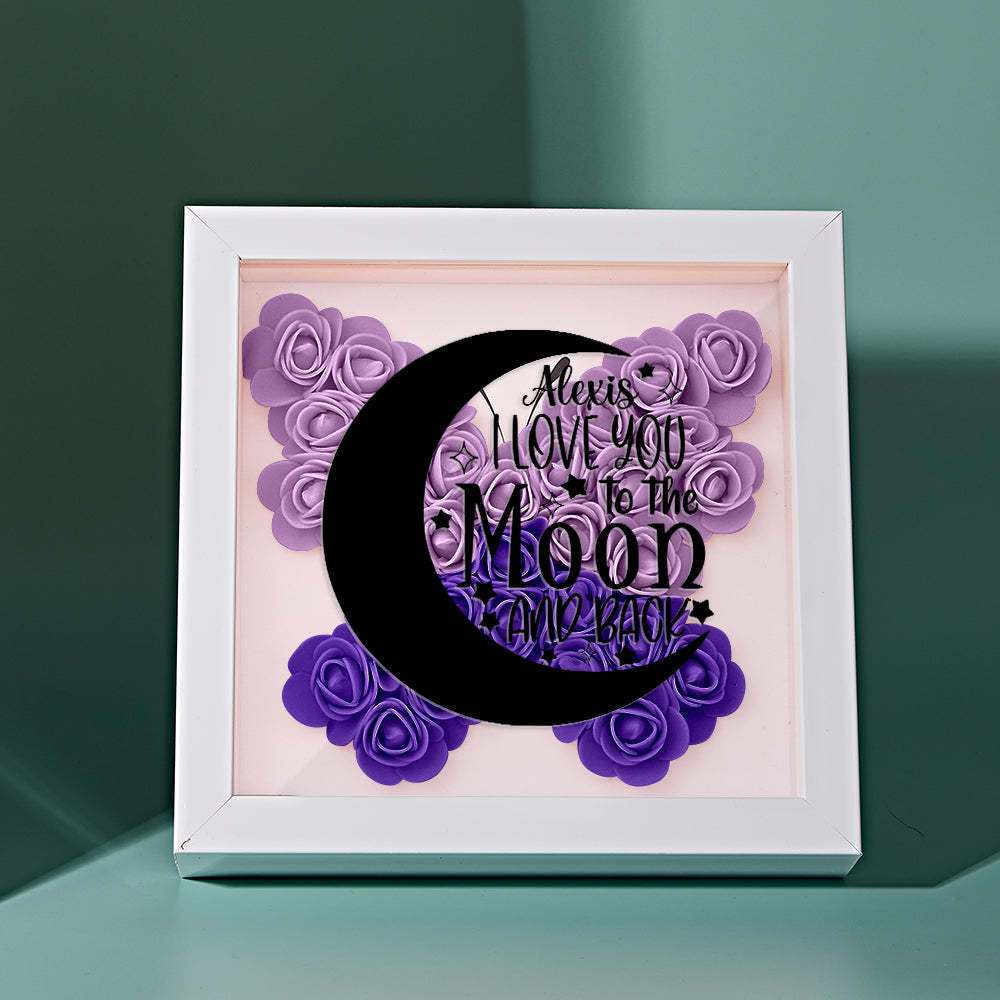 Custom Flower Shadow Box Personalized Moon Flower Shadowbox Frame Mother's Day Gift - CustomPhotoWallet