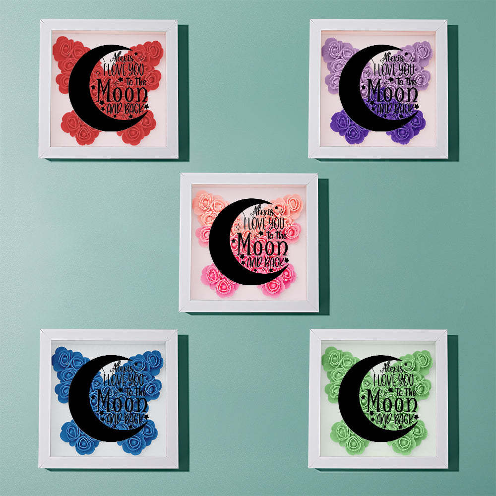 Custom Flower Shadow Box Personalized Moon Flower Shadowbox Frame Mother's Day Gift - CustomPhotoWallet
