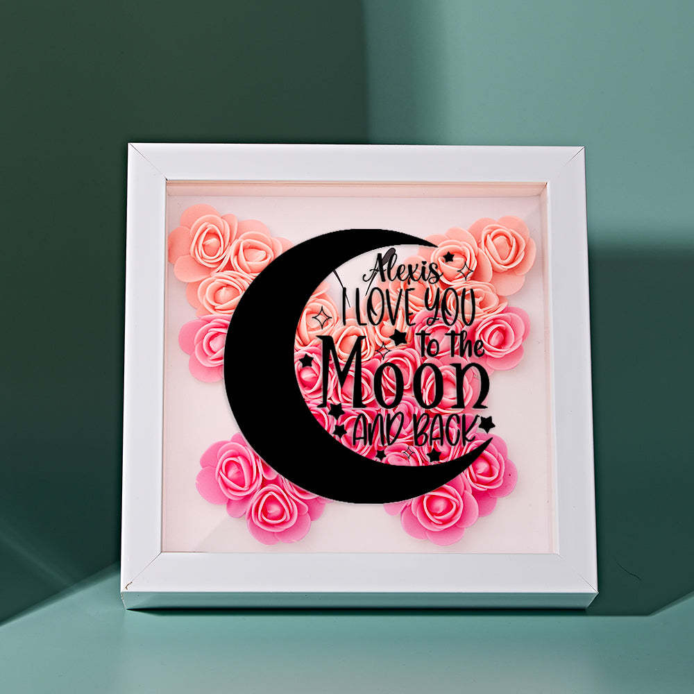 Custom Flower Shadow Box Personalized Moon Flower Shadowbox Frame Mother's Day Gift - CustomPhotoWallet