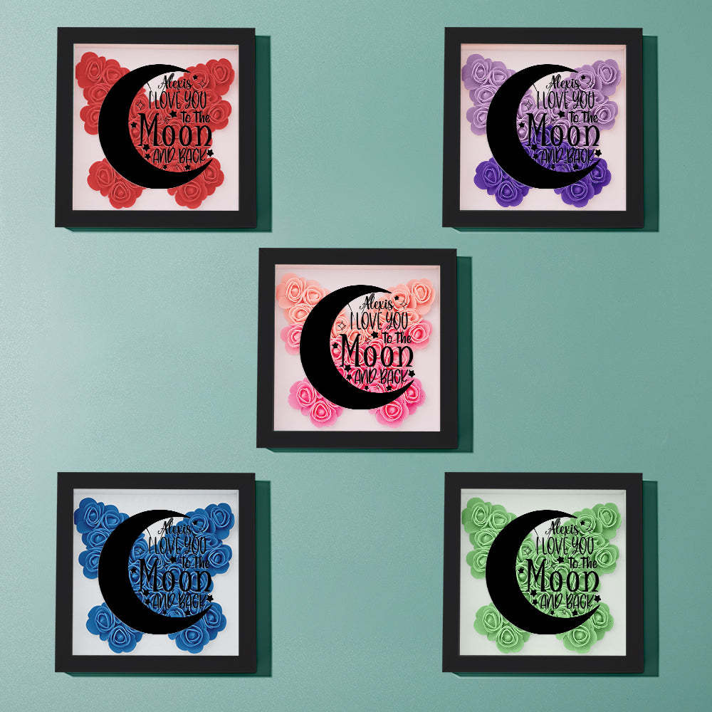 Custom Flower Shadow Box Personalized Moon Flower Shadowbox Frame Mother's Day Gift - CustomPhotoWallet