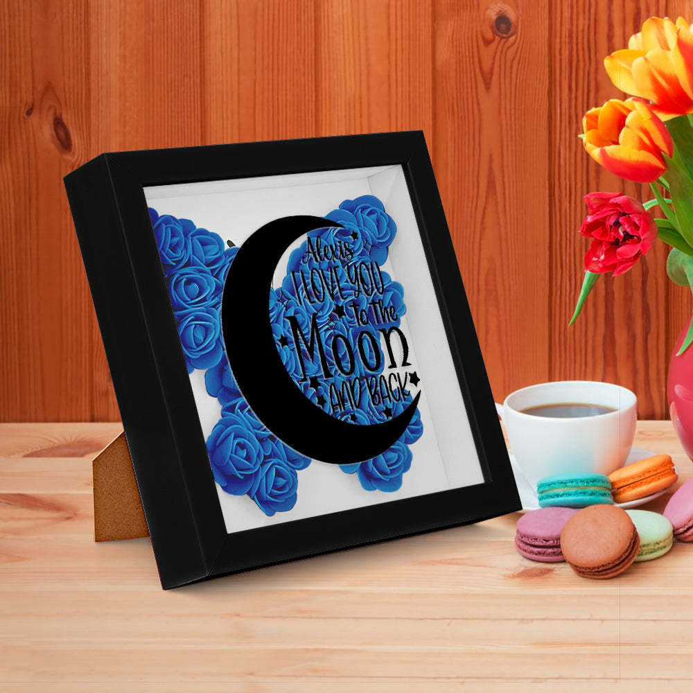 Custom Flower Shadow Box Personalized Moon Flower Shadowbox Frame Mother's Day Gift - CustomPhotoWallet