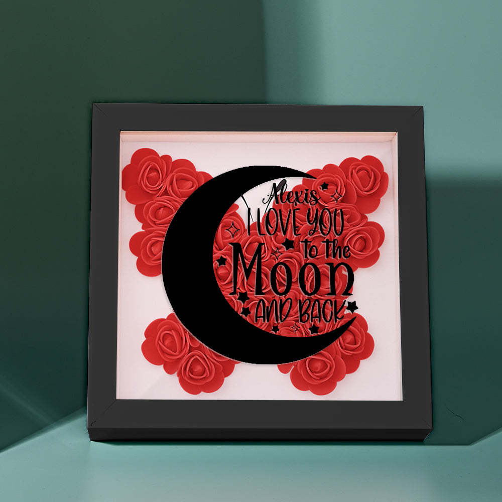 Custom Flower Shadow Box Personalized Moon Flower Shadowbox Frame Mother's Day Gift - CustomPhotoWallet