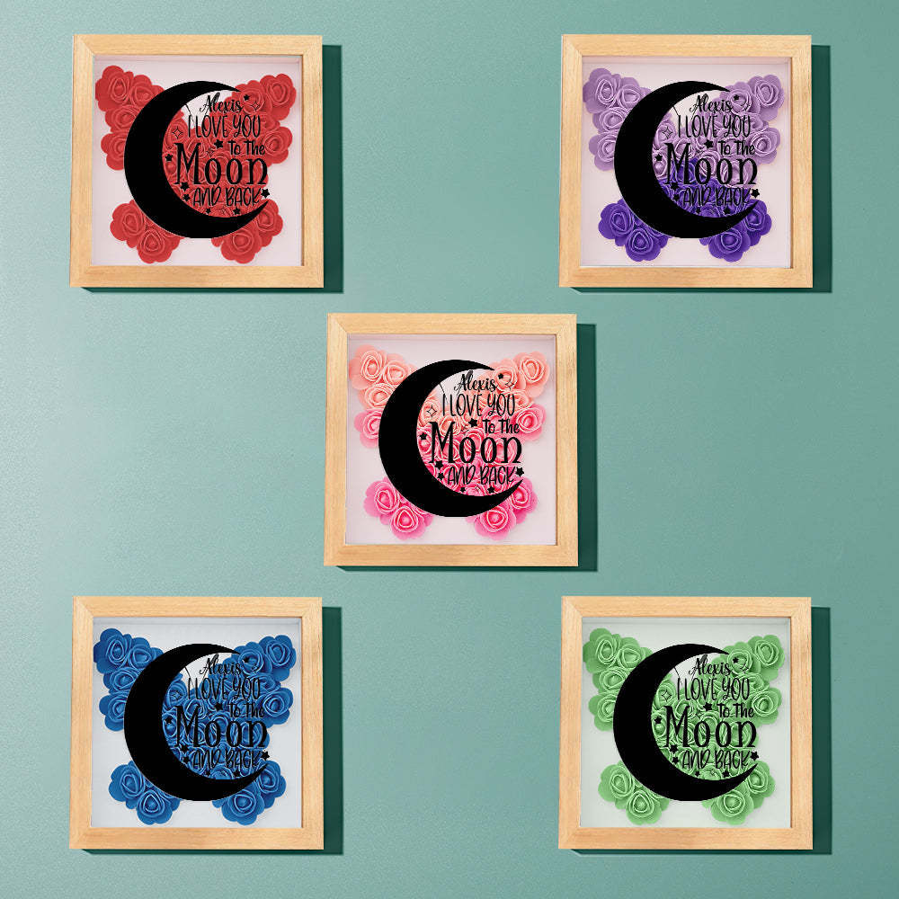 Custom Flower Shadow Box Personalized Moon Flower Shadowbox Frame Mother's Day Gift - CustomPhotoWallet