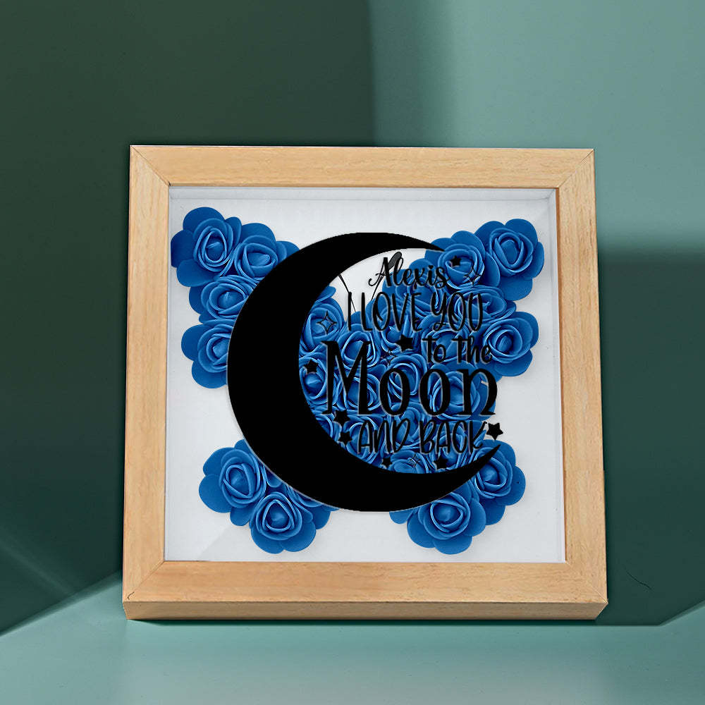 Custom Flower Shadow Box Personalized Moon Flower Shadowbox Frame Mother's Day Gift - CustomPhotoWallet