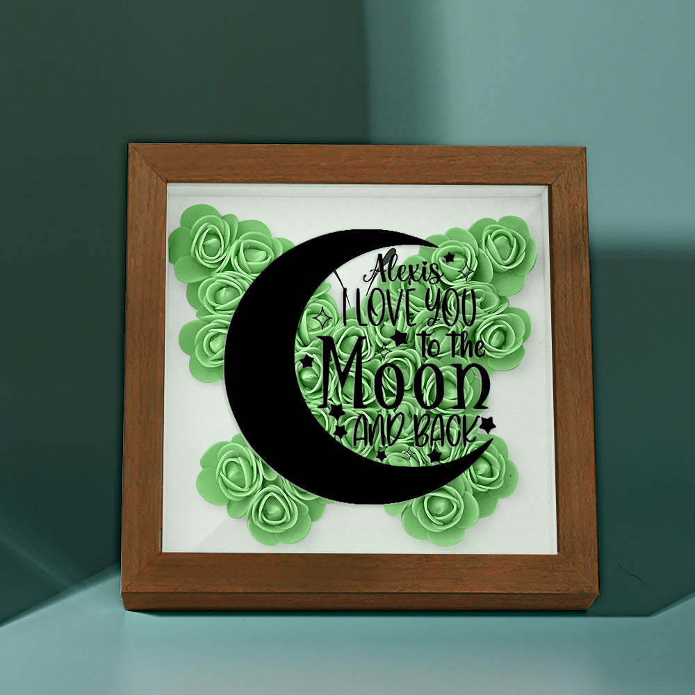 Custom Flower Shadow Box Personalized Moon Flower Shadowbox Frame Mother's Day Gift - CustomPhotoWallet