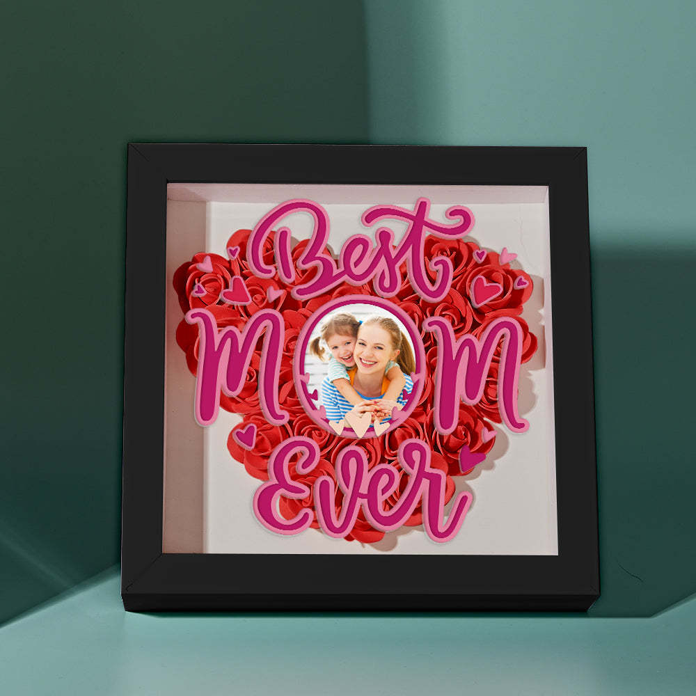 Personalized Photo Flower Shadow Box Frame Mother's Day Gift - CustomPhotoWallet
