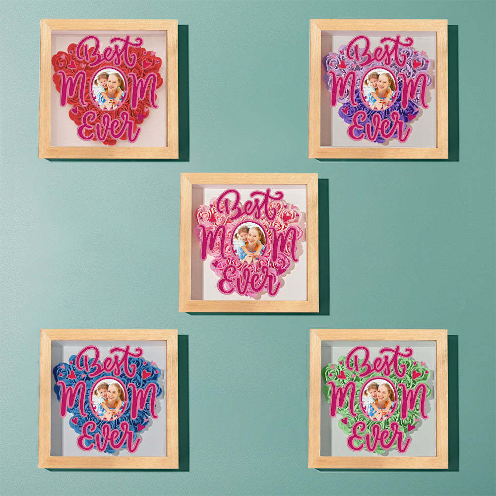 Personalized Photo Flower Shadow Box Frame Mother's Day Gift - CustomPhotoWallet