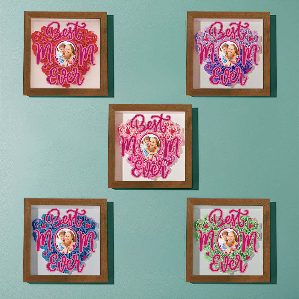 Personalized Photo Flower Shadow Box Frame Mother's Day Gift - CustomPhotoWallet