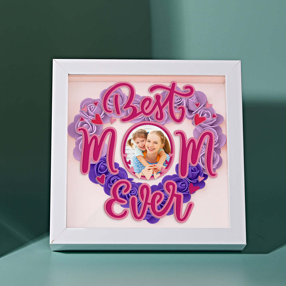 Personalized Photo Flower Shadow Box Frame Mother's Day Gift - CustomPhotoWallet