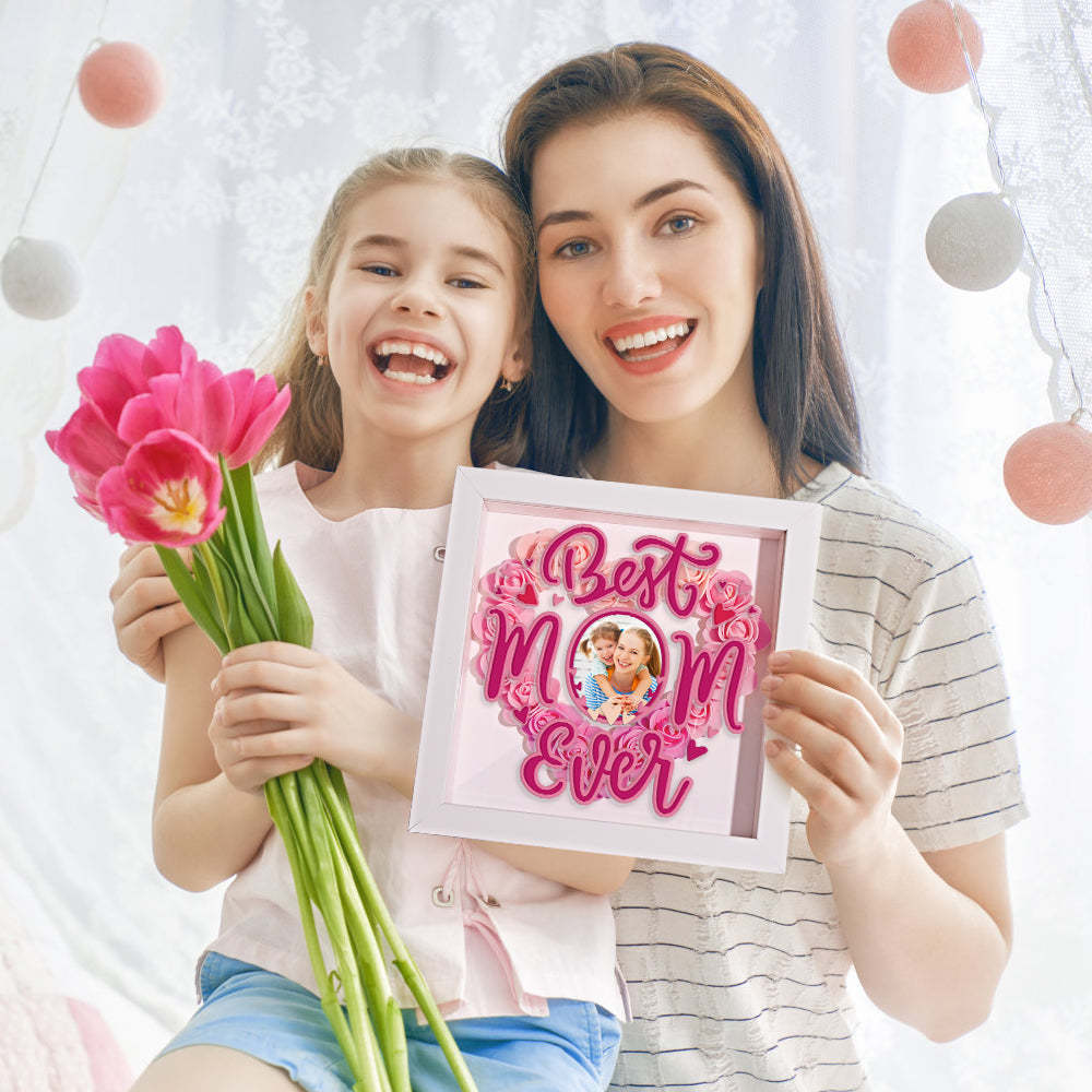 Personalized Photo Flower Shadow Box Frame Mother's Day Gift - CustomPhotoWallet