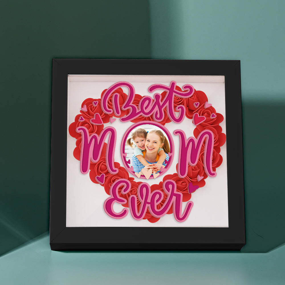 Personalized Photo Flower Shadow Box Frame Mother's Day Gift - CustomPhotoWallet