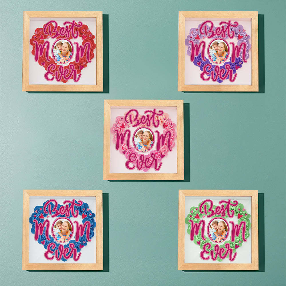 Personalized Photo Flower Shadow Box Frame Mother's Day Gift - CustomPhotoWallet
