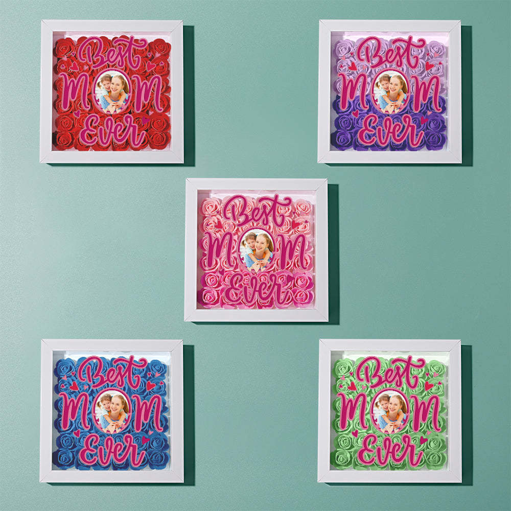 Personalized Photo Flower Shadow Box Frame Mother's Day Gift - CustomPhotoWallet
