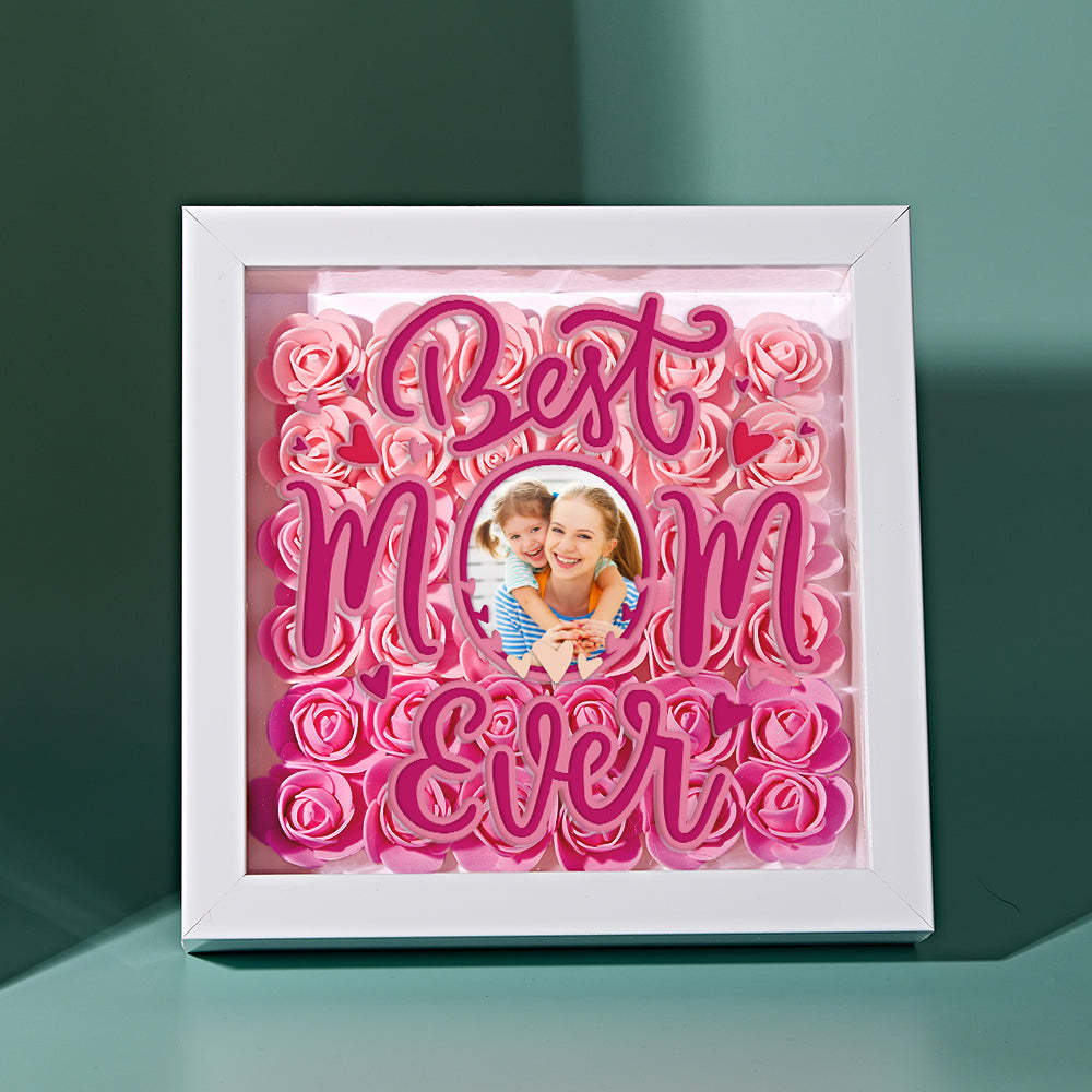 Personalized Photo Flower Shadow Box Frame Mother's Day Gift - CustomPhotoWallet