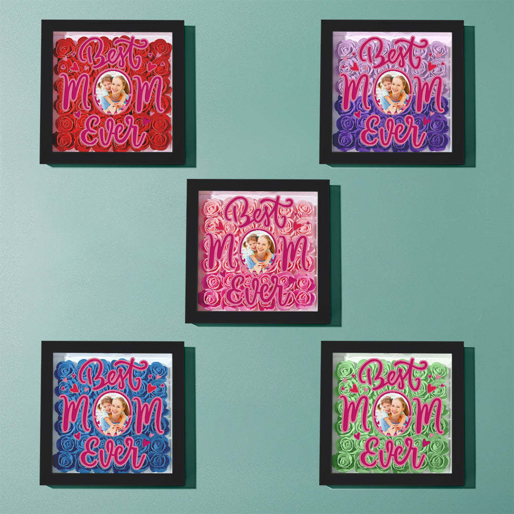 Personalized Photo Flower Shadow Box Frame Mother's Day Gift - CustomPhotoWallet