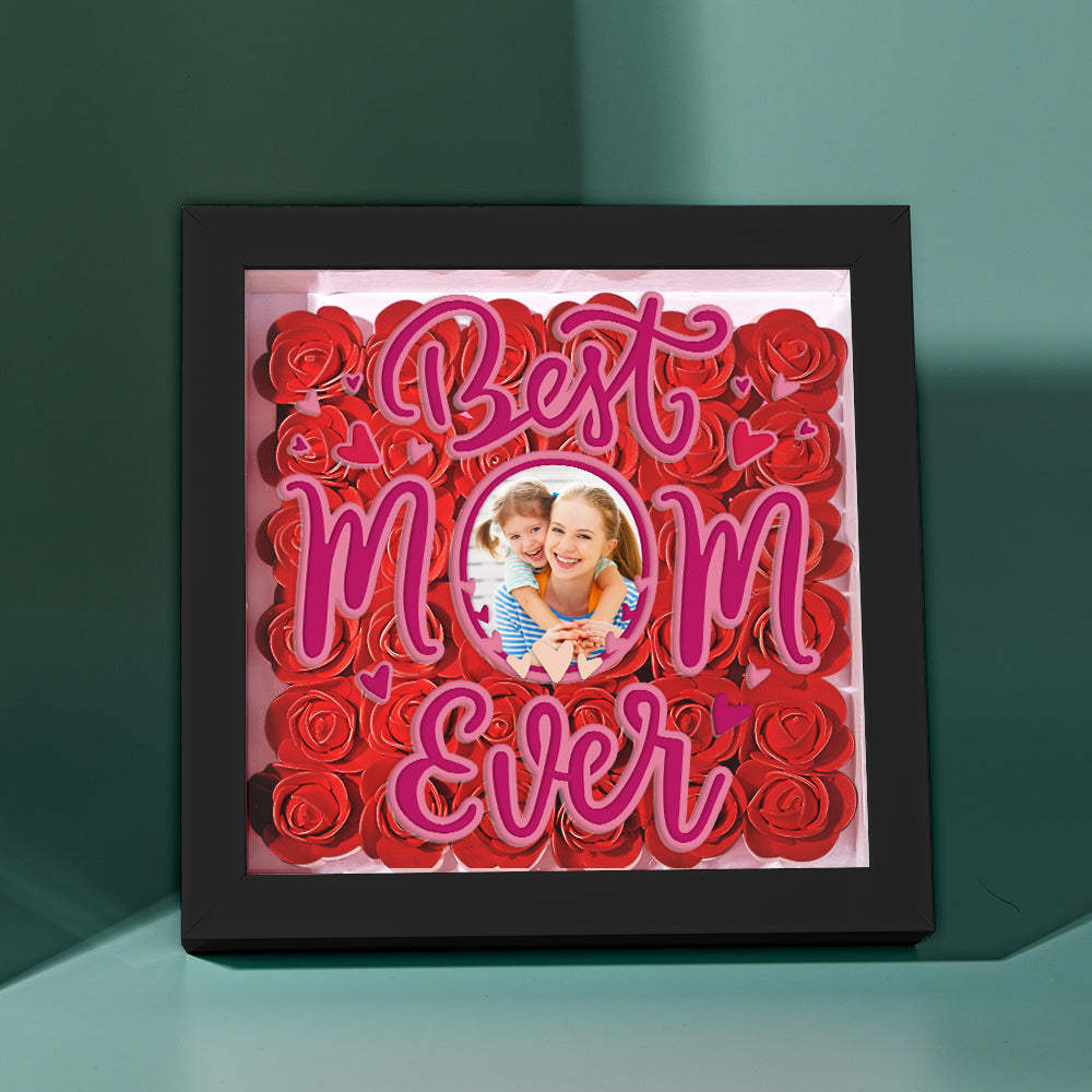 Personalized Photo Flower Shadow Box Frame Mother's Day Gift - CustomPhotoWallet