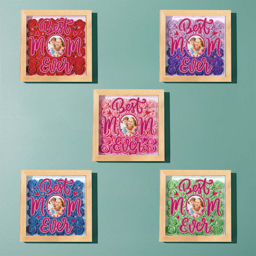 Personalized Photo Flower Shadow Box Frame Mother's Day Gift - CustomPhotoWallet