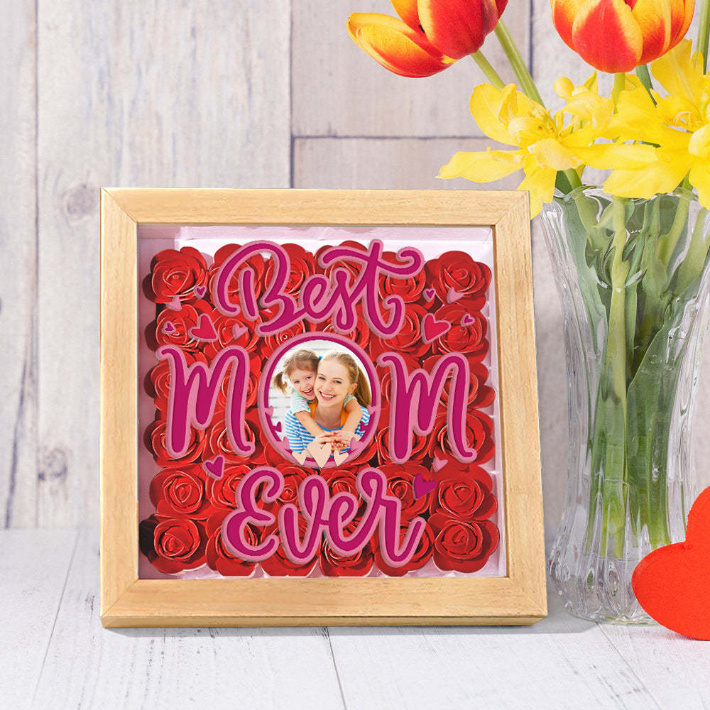 Personalized Photo Flower Shadow Box Frame Mother's Day Gift - CustomPhotoWallet