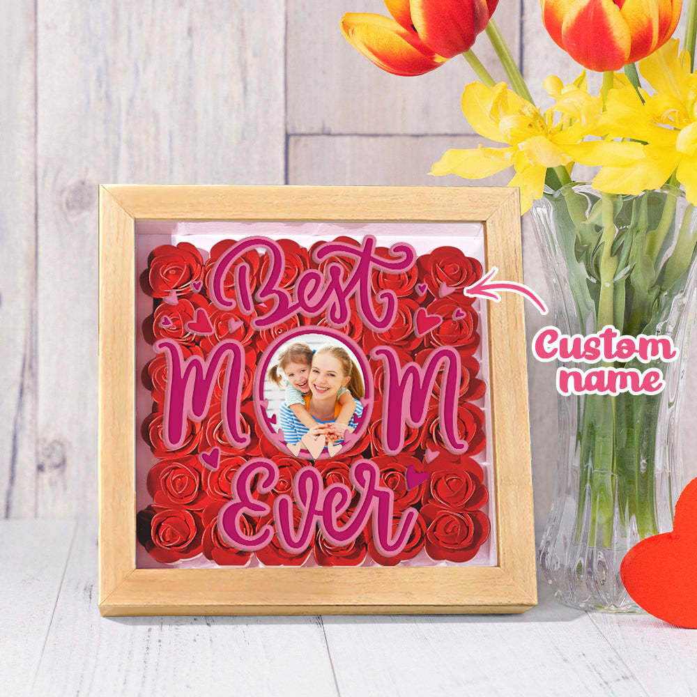 Personalized Photo Flower Shadow Box Frame Mother's Day Gift - CustomPhotoWallet