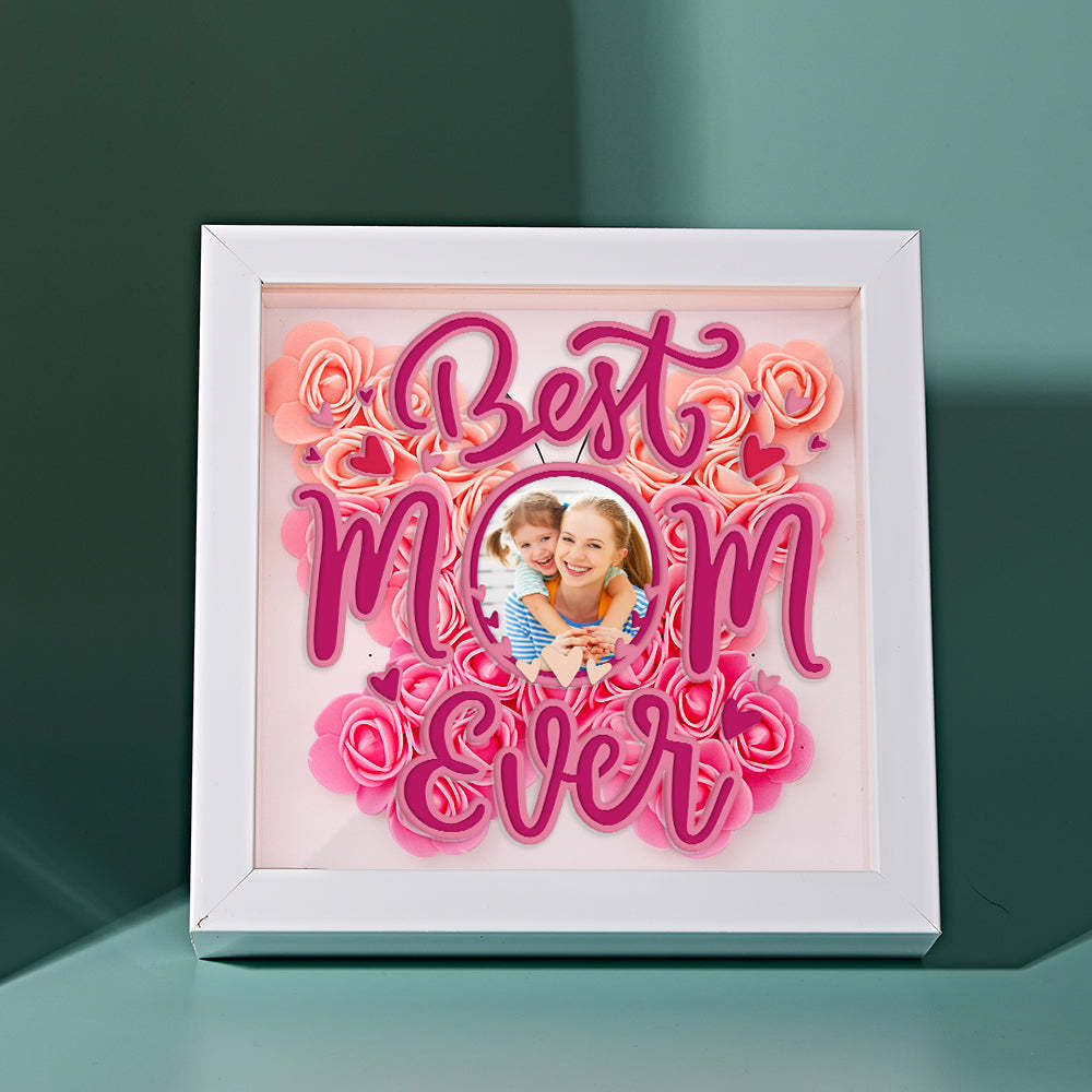 Personalized Photo Flower Shadow Box Frame Mother's Day Gift - CustomPhotoWallet