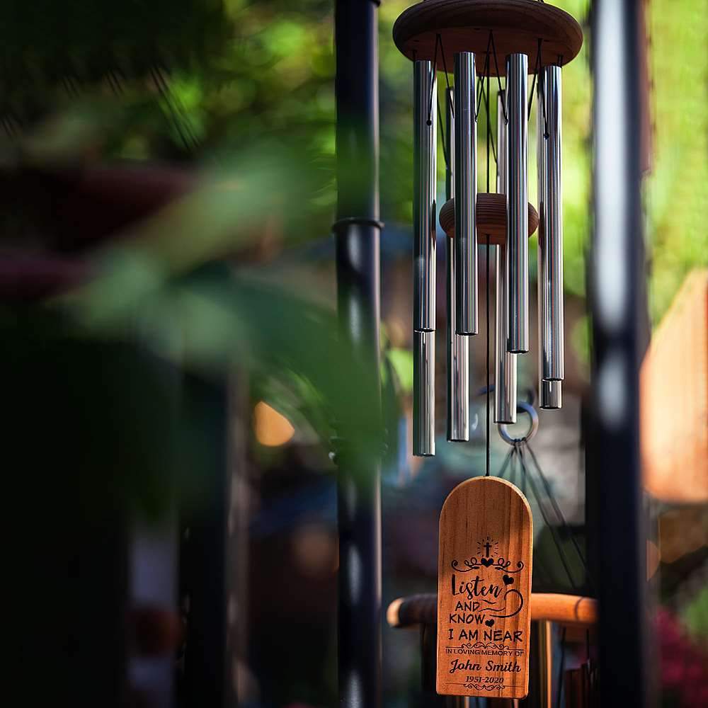 Personalized wind chimes Memorial wind chimes Sympathy wind chimes Custom wind chimes Wooden wind chimes Engraved wind chimes Photo wind chimes