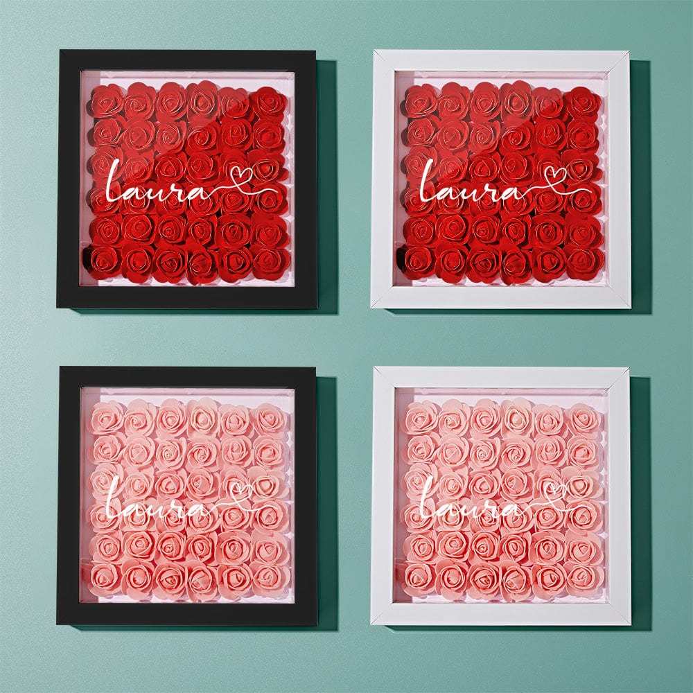 Personalized Flower Shadow Box With 3 Names Mother's Day Gifts for Mom - photowatch