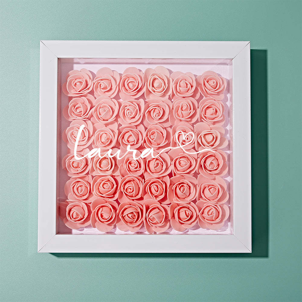 Custom Flower Shadow Box Personalized Name Flower Shadowbox Frame Gift - CustomPhotoWallet
