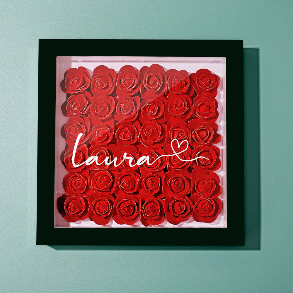 Custom Flower Shadow Box Personalized Name Flower Shadowbox Frame Gift - CustomPhotoWallet