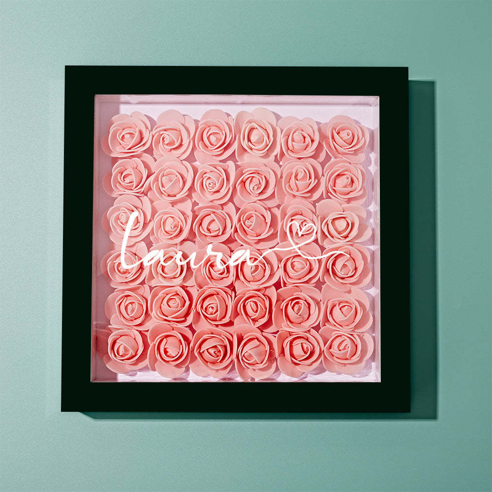 Custom Flower Shadow Box Personalized Name Flower Shadowbox Frame Gift - CustomPhotoWallet