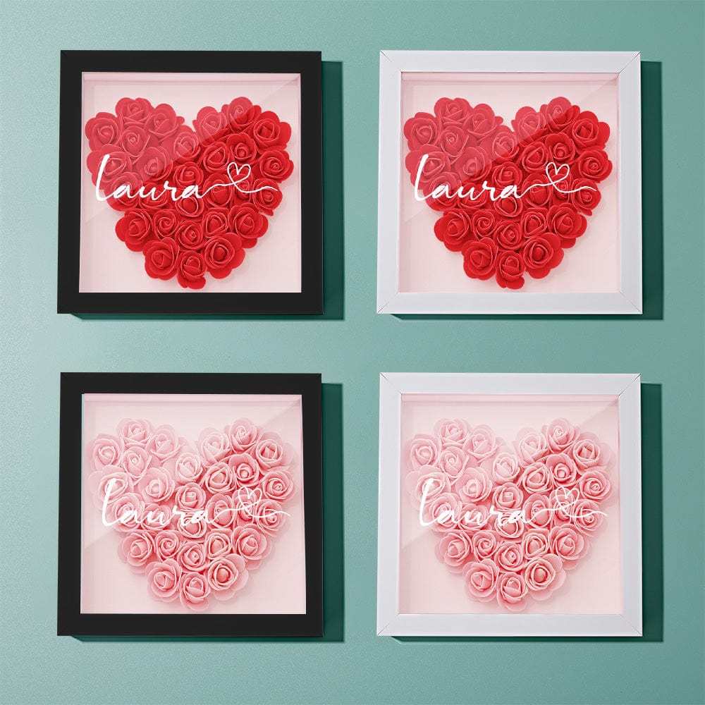 Personalized Flower Shadow Box With 3 Names Mother's Day Gifts for Mom - photowatch