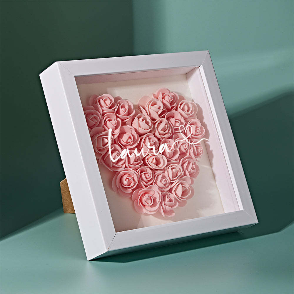 Custom Flower Shadow Box Personalized Name Flower Shadowbox Frame Gift - CustomPhotoWallet