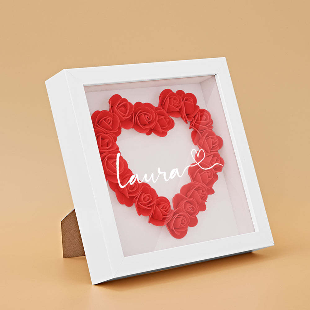 Custom Flower Shadow Box Personalized Name Flower Shadowbox Frame Gift - CustomPhotoWallet