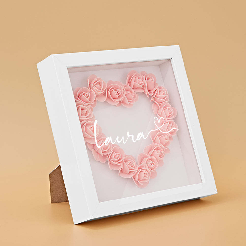 Custom Flower Shadow Box Personalized Name Flower Shadowbox Frame Gift - CustomPhotoWallet