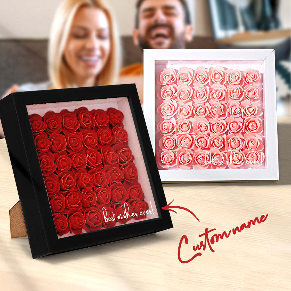 Custom Flower Shadow Box Personalized Name Flower Shadowbox Frame Gift - CustomPhotoWallet